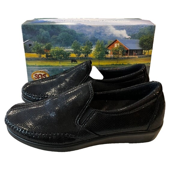 SAS Shoes - SAS Dream Comfort Loafers Shoes Size 9.5 N Narrow $157 Black Snake NEW in Box